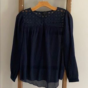 LAST CALL! J.Crew Chiffon Blouse - Navy - Like New!